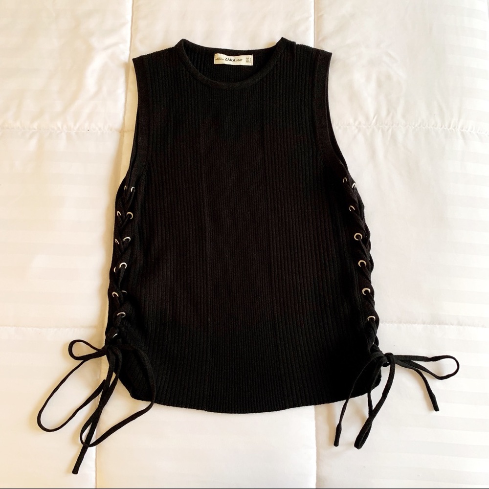 Zara Knit Sleeveless Top in Black Size S